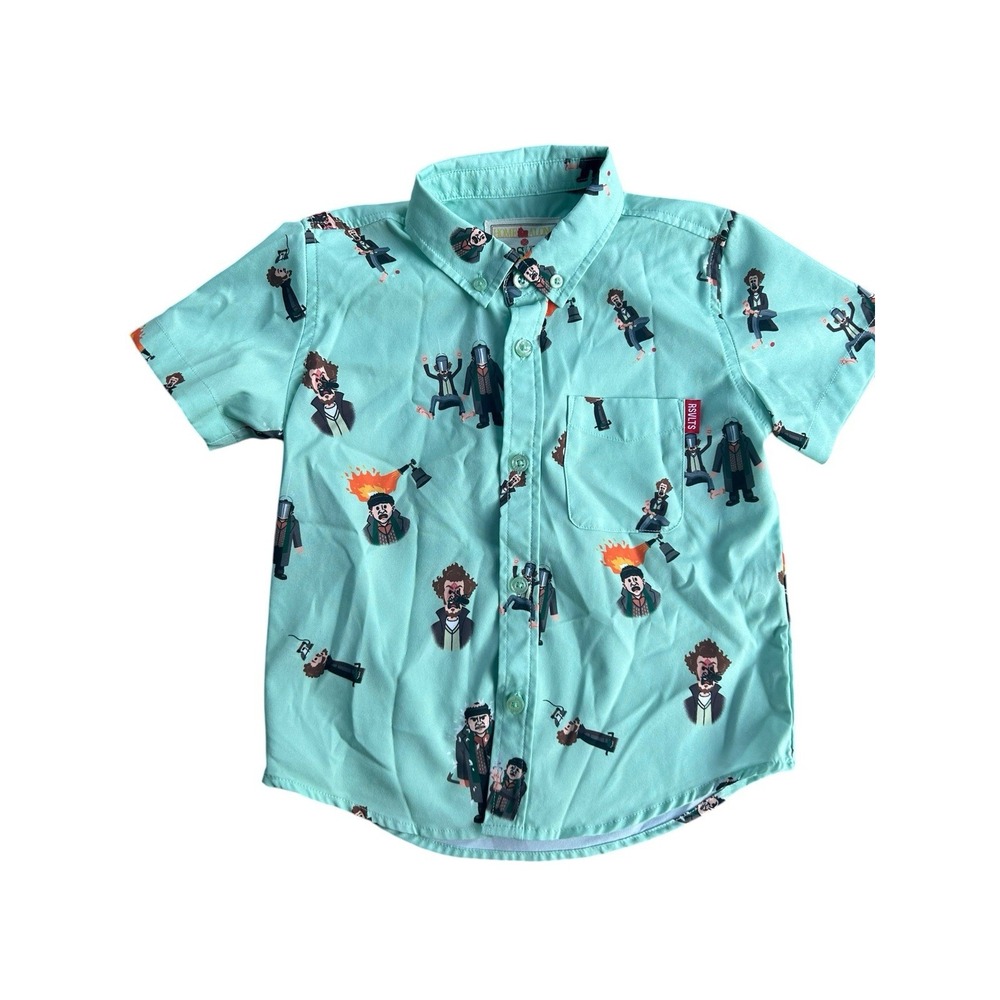 RSVLTS Home Alone "Wet Bandits" Short Sleeve Shirt Kids' Toddler Button Up 2T